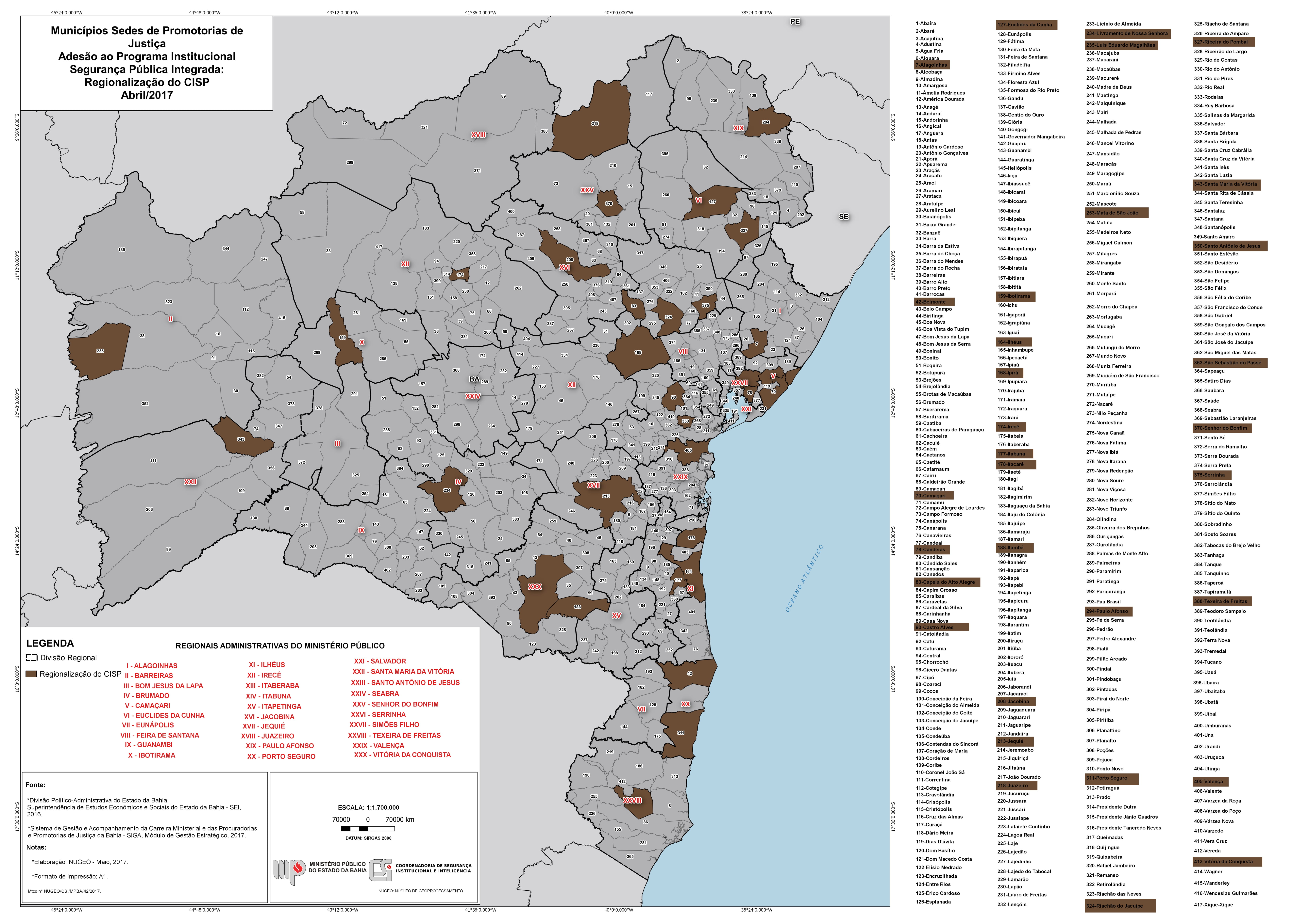 Regionais Administrativas do Ministério Público do Estado Bahia